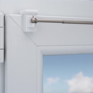 Gardinenstange "Vaganz, ausziehbar, inkl. Fensterhaken, Klemmbereich 10-27mm, Befestigung für oben und seitlich am Fenster, Nickel matt