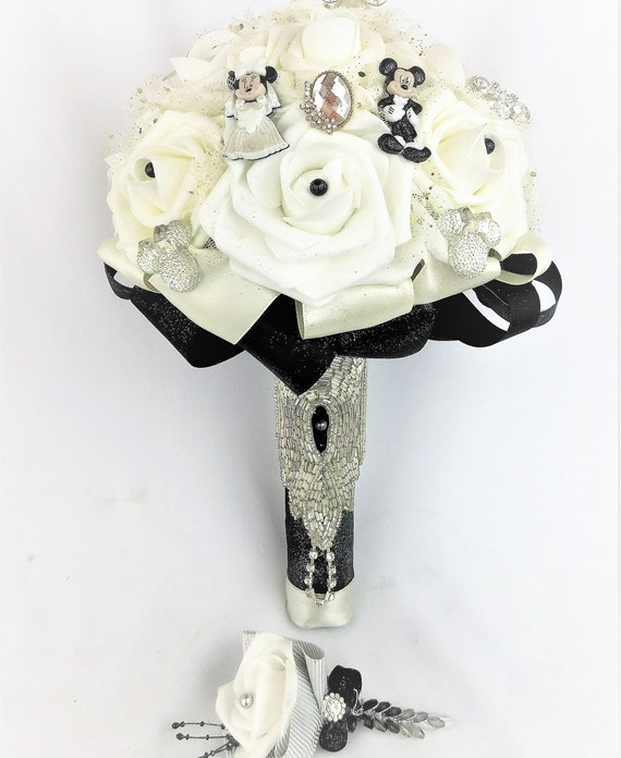 Disney Wedding Bridal Party Bouquet Pins (Qty 12)-HIdden Mickey Flower Picks-Powder  Blue (New Color)-Cinderella Blue