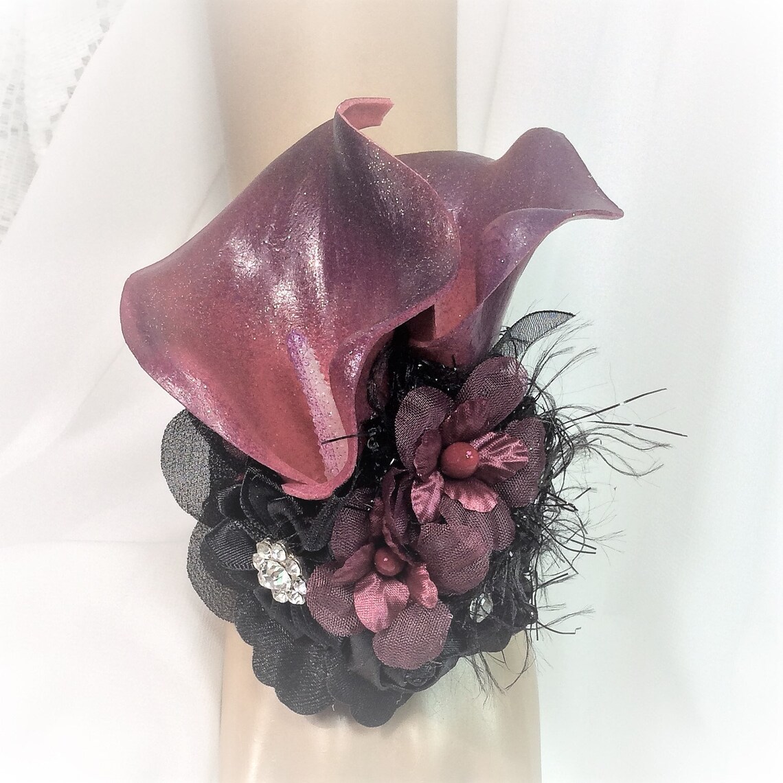 Black and Burgundy Corsage and Boutonniere SetProm SetProm Etsy