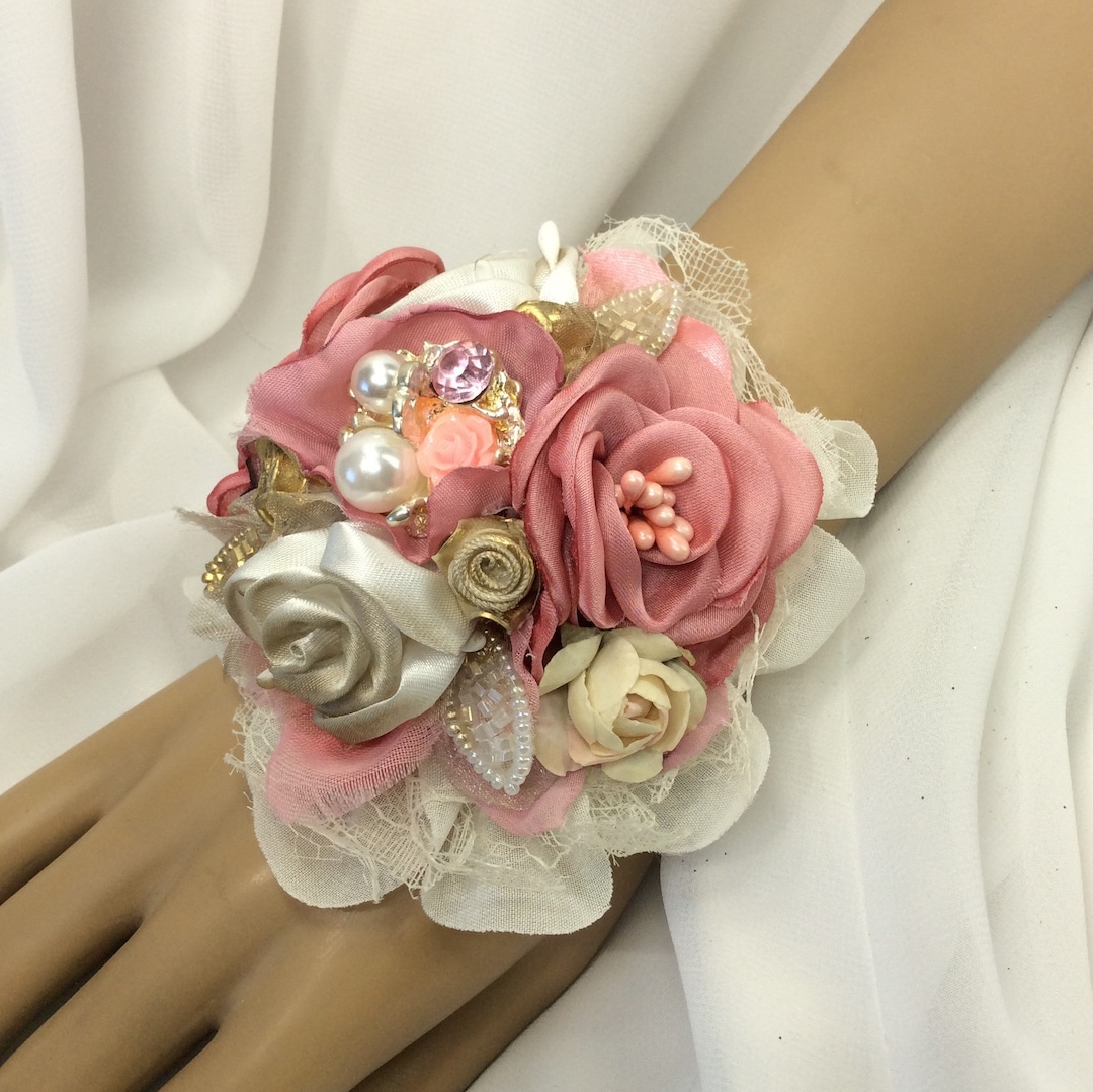 Coralpinkivory Promprom Flowerswrist Corsage Setjewelry Corsage