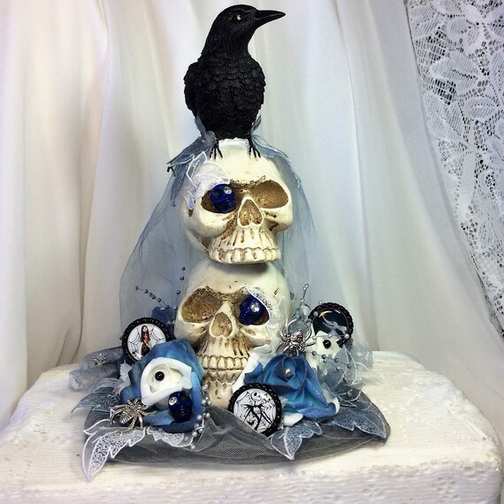 Nightmare Before Christmas Home Decor Skull And Raven Decor Blue And Black Wedding Decor Fantasy Jack Skellington Halloween Decor Gothic