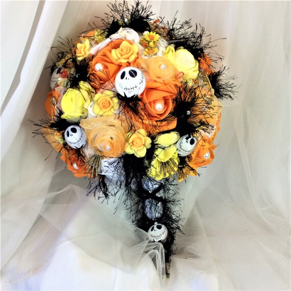 Ready To Ship Halloween Bouquet Jack Skellington Flowers Etsy