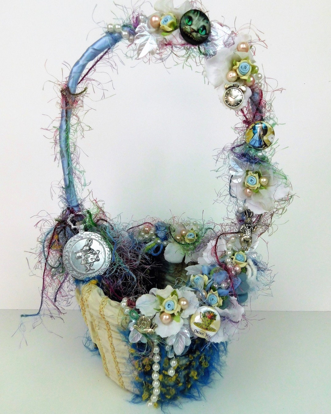 Disney Flower Girl Basket Wedding Accessories Girls Flowers Blue Ivory