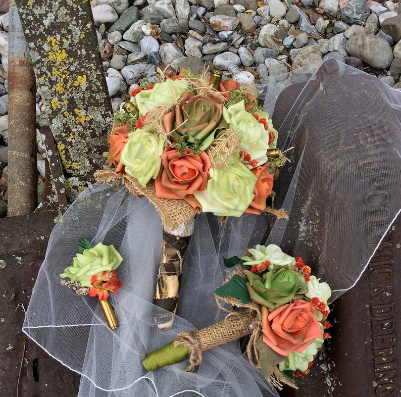 Rustic Wedding Bridal Flower Bouquet Bridesmaid Flowers Etsy
