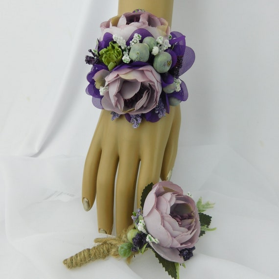 Lavender Corsage Set lilac purple prom Flowers wrist Corsage prom