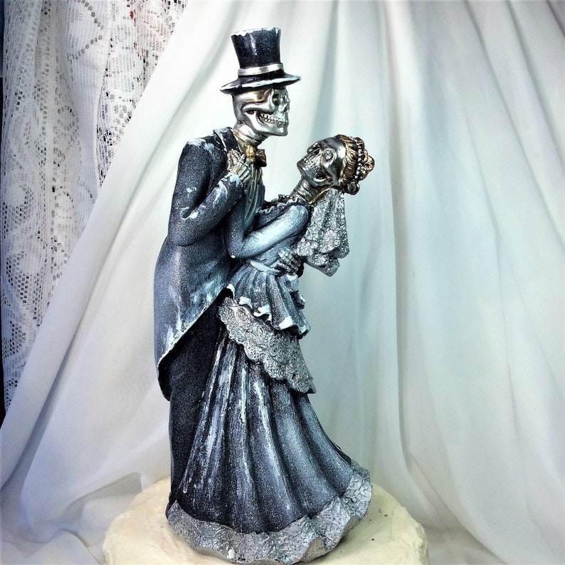 Hand Painted Cake Topper Wedding Skeleton Bride Groom Wedding Etsy