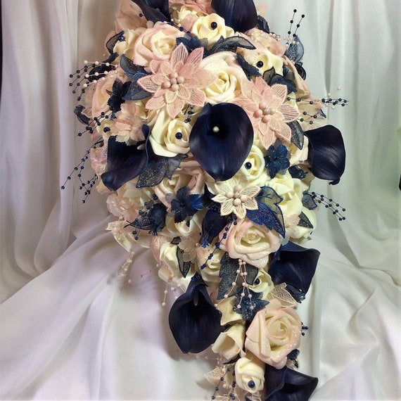 blush pink and navy blue wedding