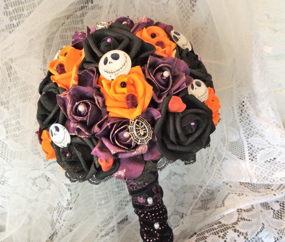 Skellington Nightmare Wedding Bridal Bouquet Fantasy Halloween Etsy