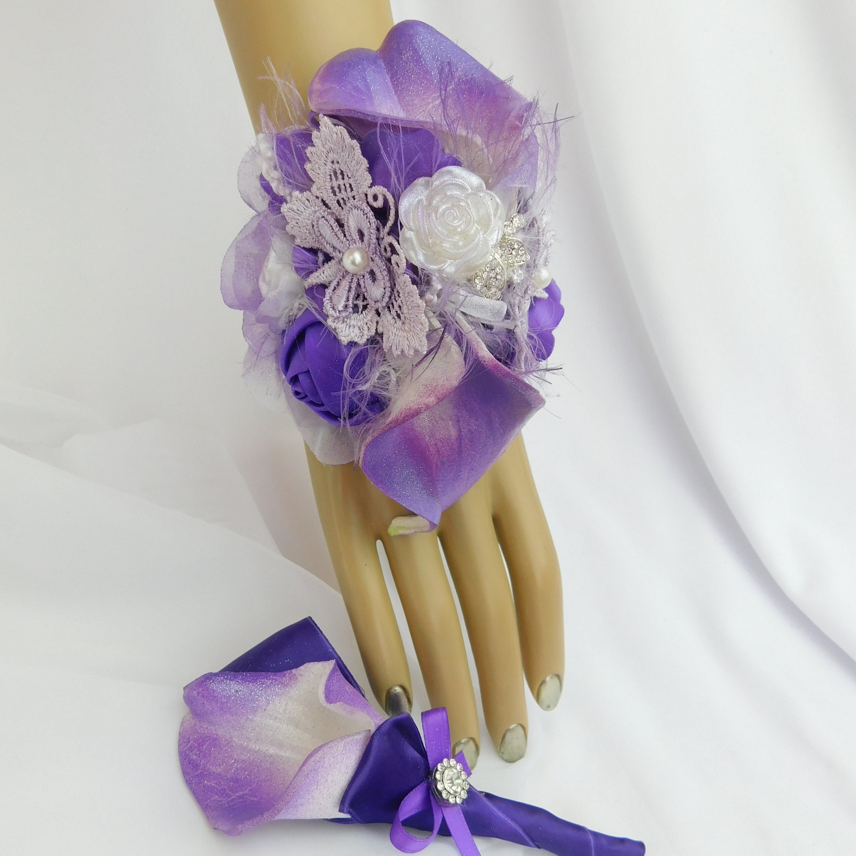 Purple Turquoise White Rose Calla Lily Orchid Bridal Wedding