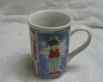 Vintage Christmas Patchwork Mug - colourful!