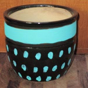 Hand-painted polka dot planter!