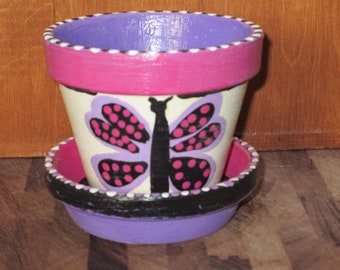 Handpainted Butterfly Planter