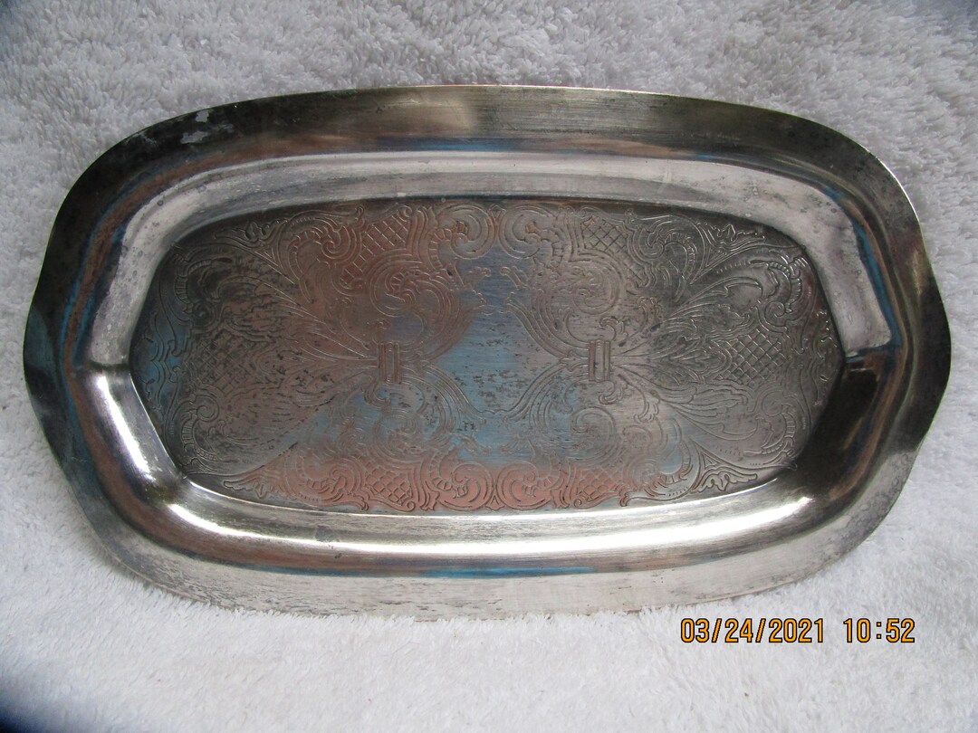 Oxford Plate Sp Copper 738 Vintage Silver Tray Etsy