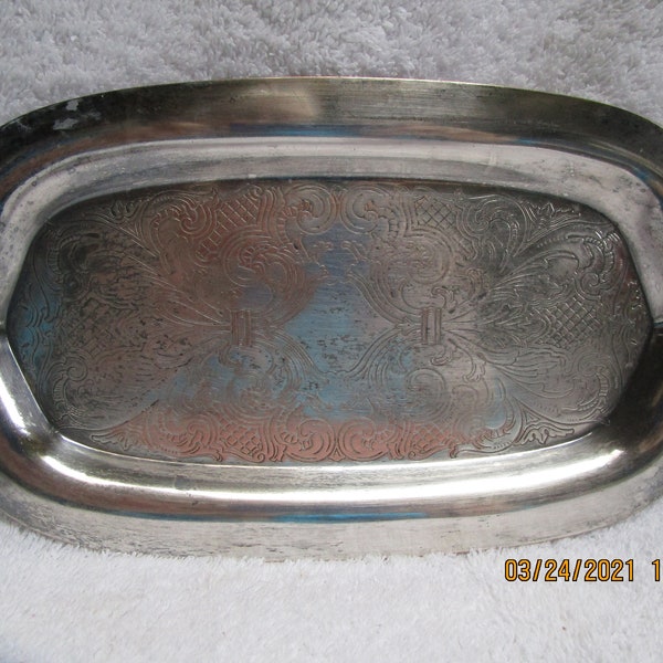 Oxford Plate  sp copper 738 - vintage silver tray