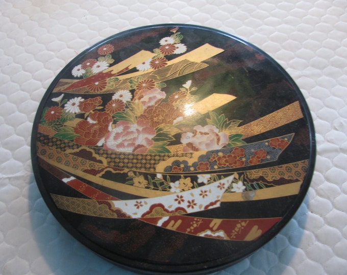 Vintage Japanese/asian Container With Flowered and Fans