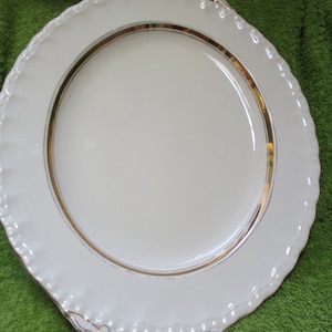 Vintage Creampetal Grindley England Oval Serving Plate Cream and Gold