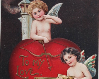 Antique Valentine's Embossed German Postcard