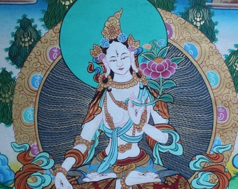 Biała Tara Tybetańska Thangka