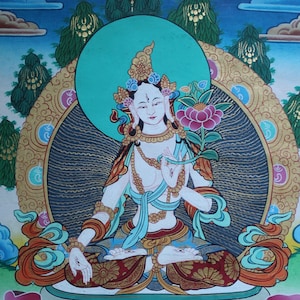 White Tara Tibetan Thangka