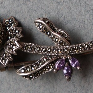 Vintage Murray Chuven Sterling and Marcasite Floral Brooch