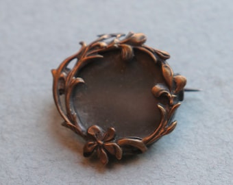 war ca 1914 French soldier silvertone sweetheart Antique photo brooch