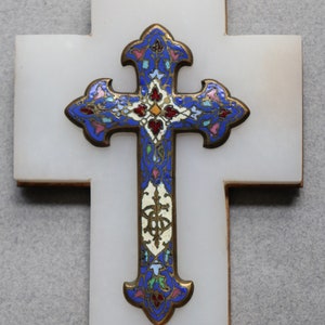 Antique, Enamel and Marble Benitier/Stoup from France