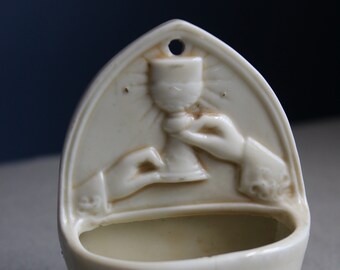 Antique, German, Porcelain Holy Water Font by Unger Schneider