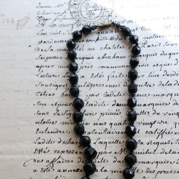 Antique, Black, French Jet (Glass) Choker with Graduated Beads