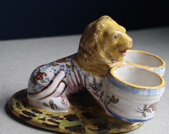 Antique French Faience Lion Open Salt