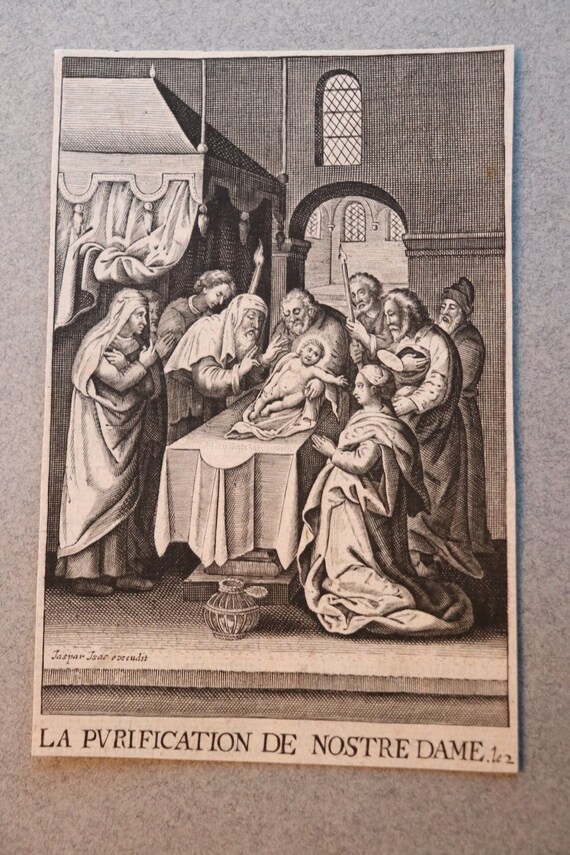 La Purification de Nostre Dame (The Purification of Our Lady), 1600s Engraving by Isac Jaspar