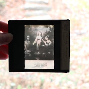 Magic Lantern Slide with Mary, Joseph, the Christ Child, and the Holy Spirit; French; Circa Early 1900s