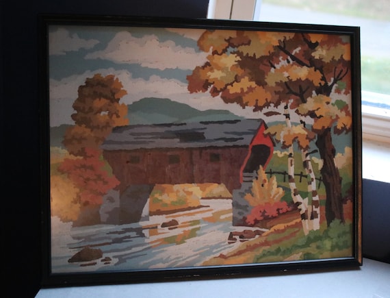 Vintage Covered Bridge Paint by Numbers