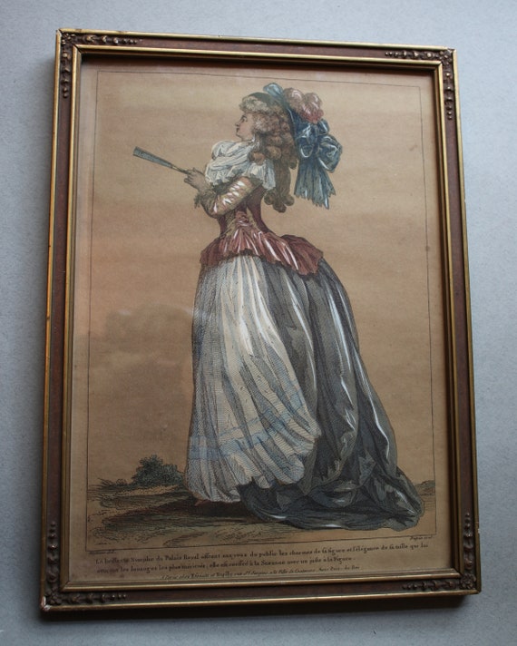 Original Hand-Colored French Fashion Plate Engraving, Circa 1778