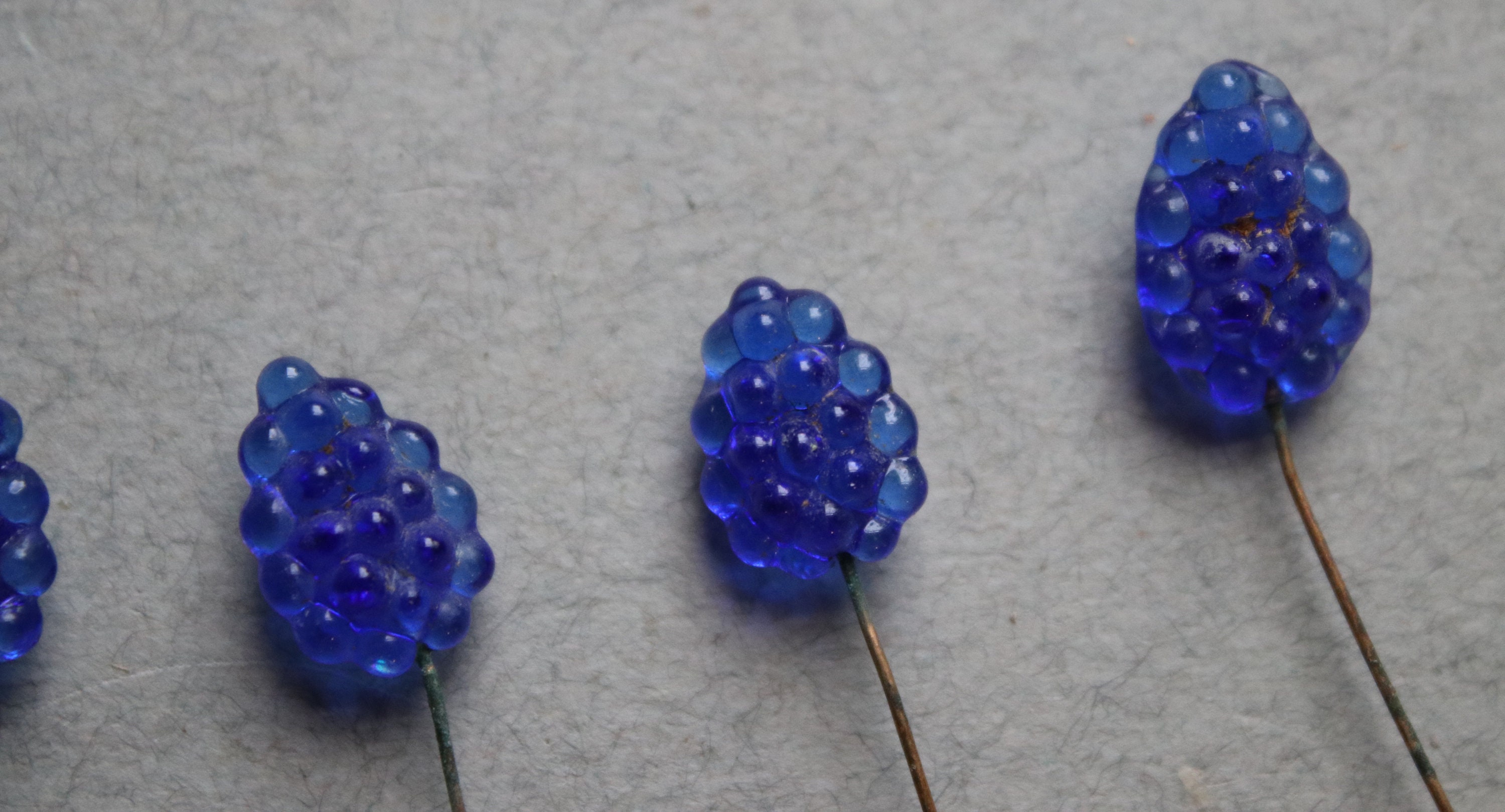 RESERVED for V Vintage Blue Glass Millinery Pins