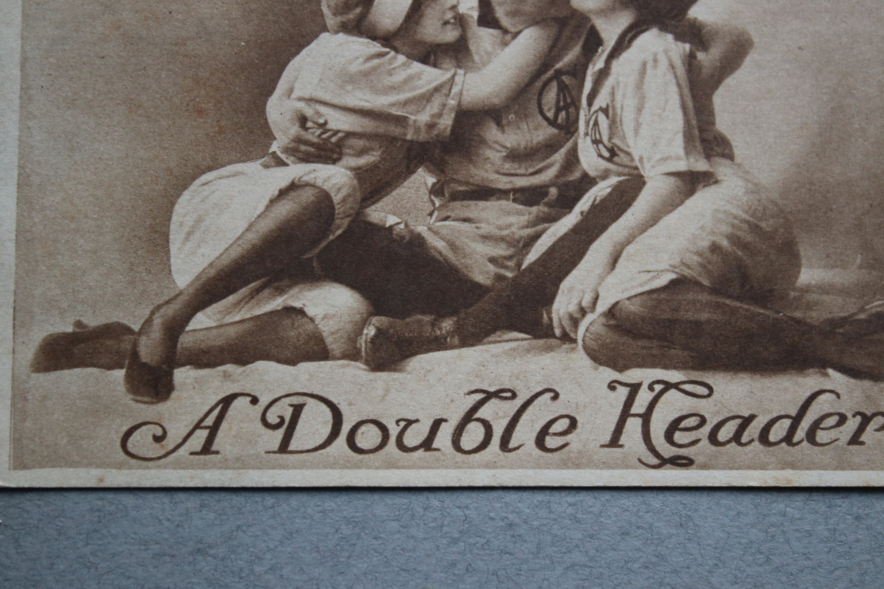 Antique Baseball Postcard A Double Header