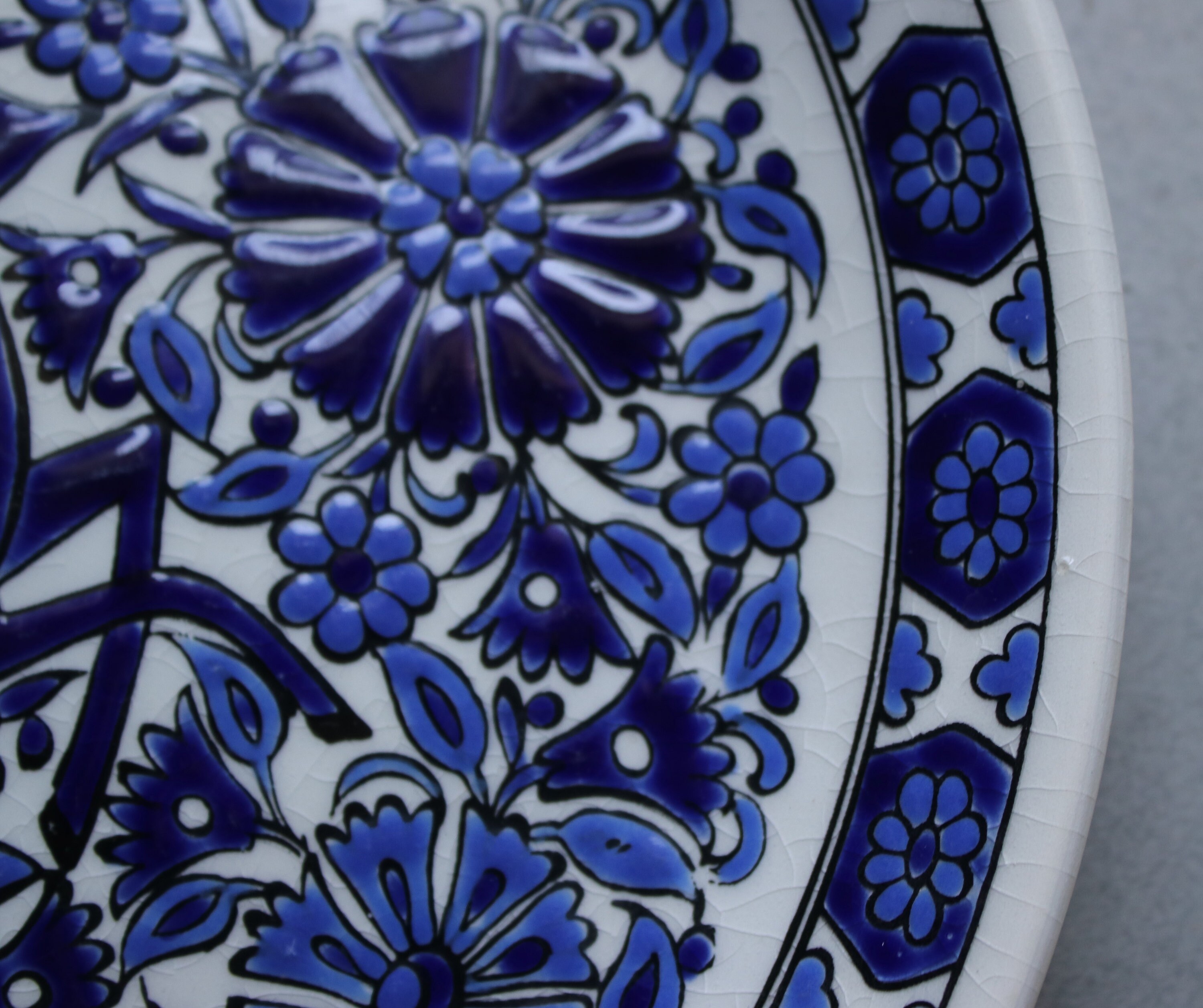 Handmade Lindos Keramik Greek Decorative Plate from Asgourou, Rhodes