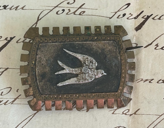 Antique, Swallow Brooch PART for Repurposing, from France, Circa 1910s