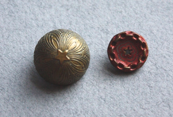 Antique Metal Buttons with Star Motifs, Circa 1800s