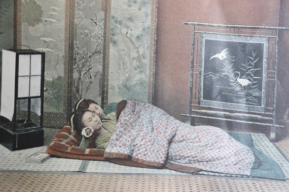 Antique, French, Photochrom Print- "Chambre a Coucher au Japon"