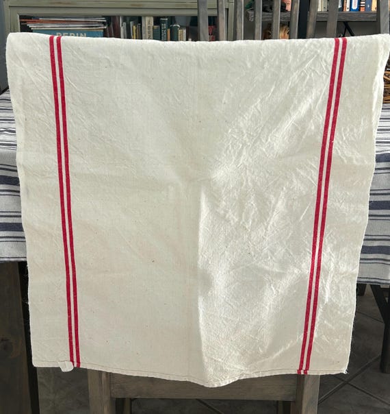 French, Linen, Kitchen Towel with Red Stripes