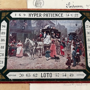 Antique, French, Hyper-Patience Lotto Card, Circa Early 1900s