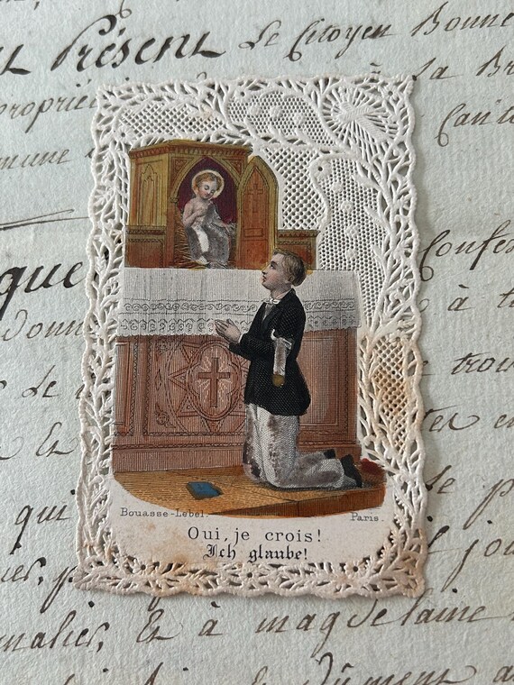 Antique, Circa Late 1800s French Canivet/Holy Card