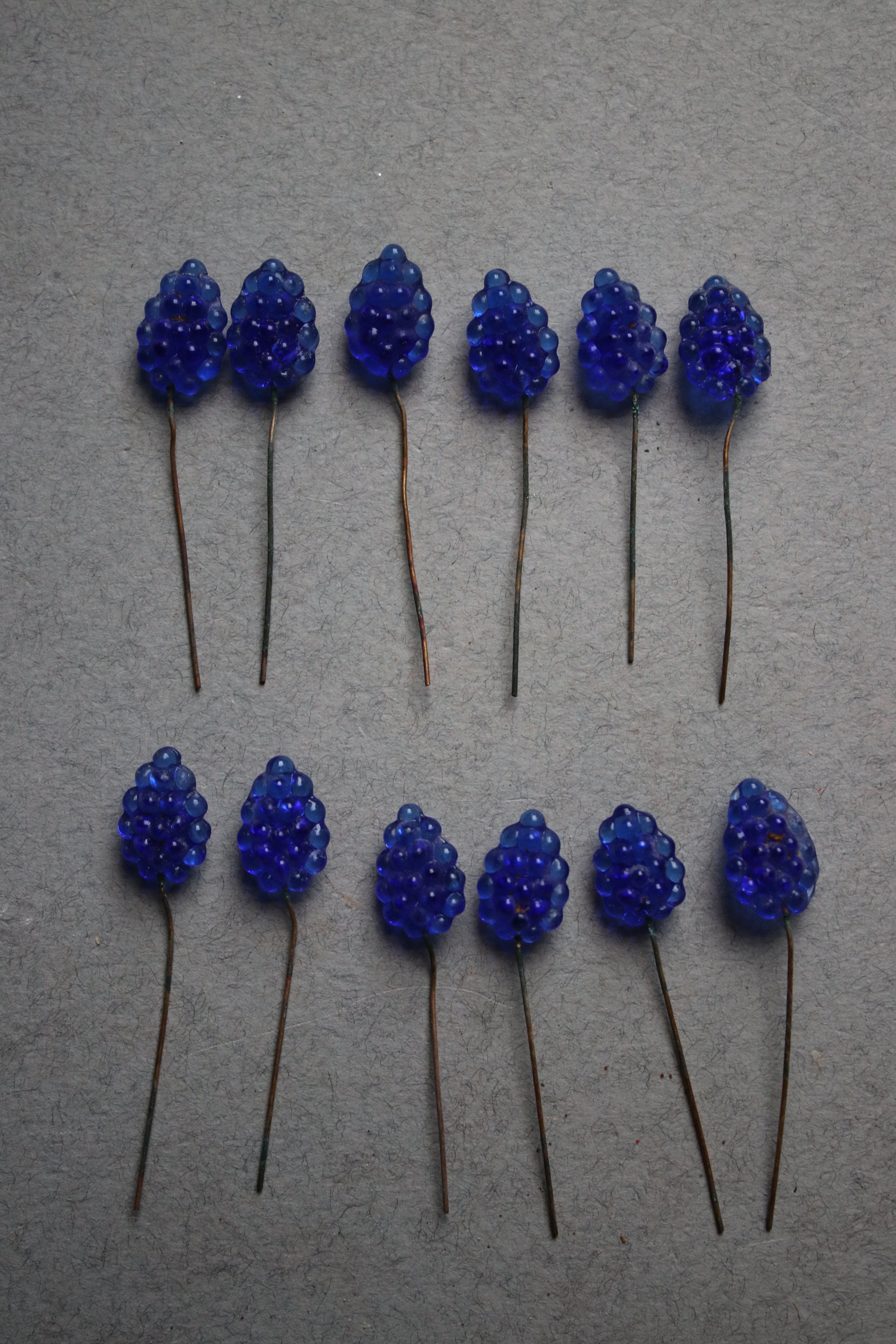 RESERVED for V Vintage Blue Glass Millinery Pins