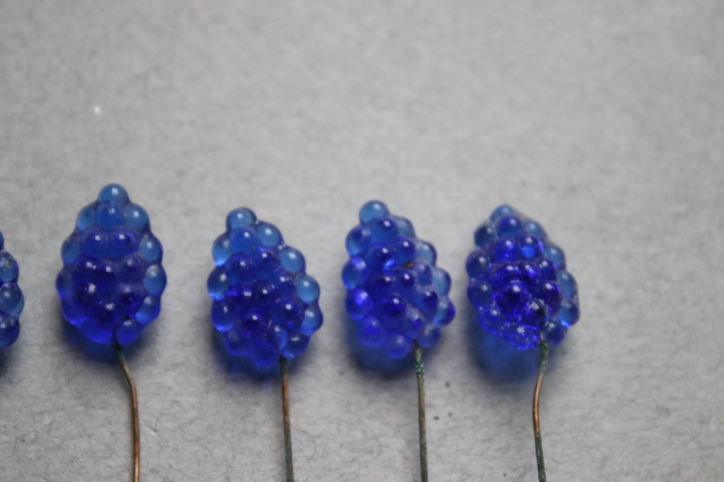 RESERVED for V Vintage Blue Glass Millinery Pins