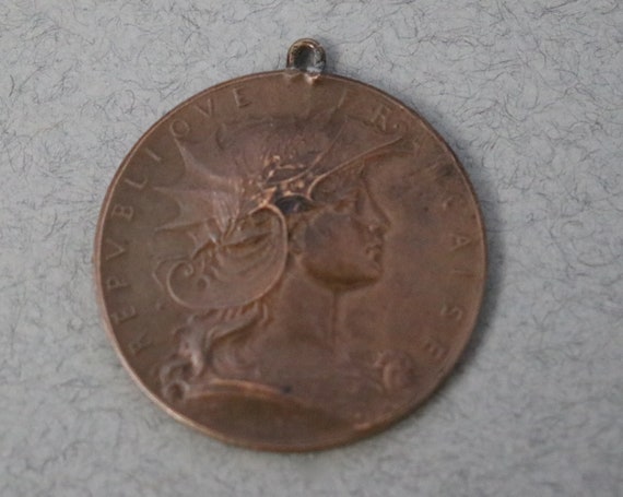 French, Bronze Shooting Medal Pendant with Gallia by Henri Dubois