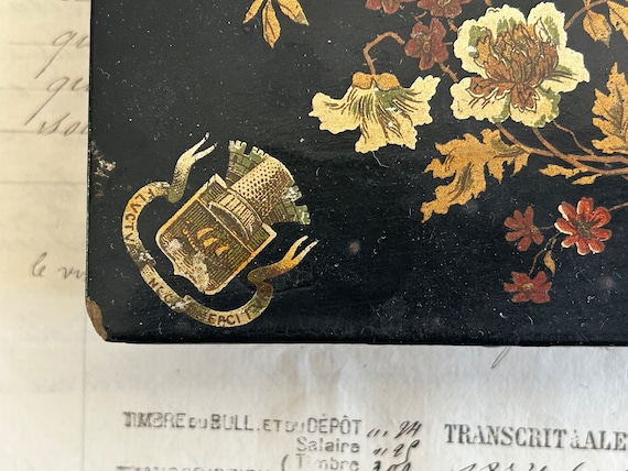 French, Napoleon III Era, Papier-Mâché, Decoupage Box, Mid 1800s