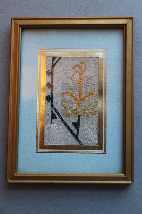 Framed French Floral Embroidery