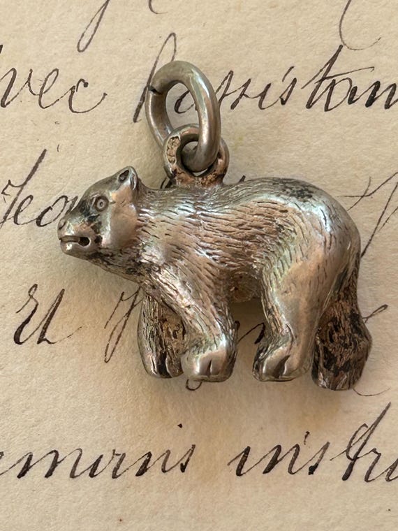Solid Silver Bear Charm