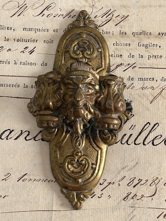 L. Pinet, Antique, Green Man Sconce Backplate, from France