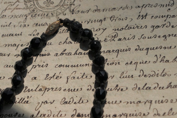Antique, Black, French Jet (Glass) Choker with Gr… - image 4